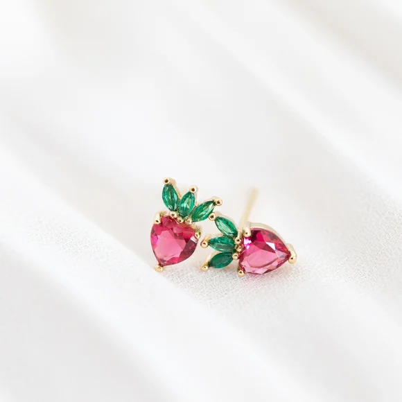 Sweet Strawberry Studs (S925) - Only 3 left! - Picture 5 of 9